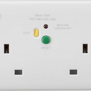 Socket 2Gang RCD DP 13amp [+A]  [*]