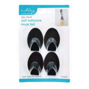 Hook Self Adhesive Black Oval x4