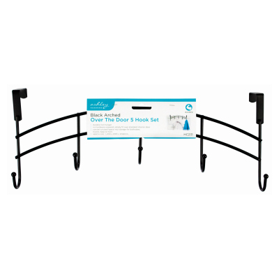 Hook Over Door 5Hook Black Arched