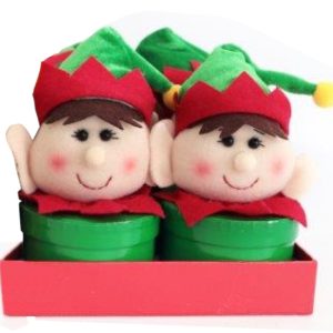 Christmas Ornament Elf in a Green Pot 8cm