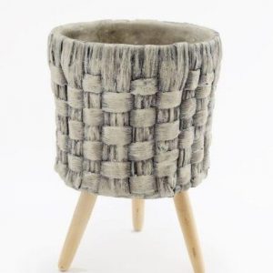 Planter Cement with Wooden Legs 26cm  D