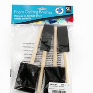 Paint Crafting Brush Foam x4 Ass. Wooden Handle