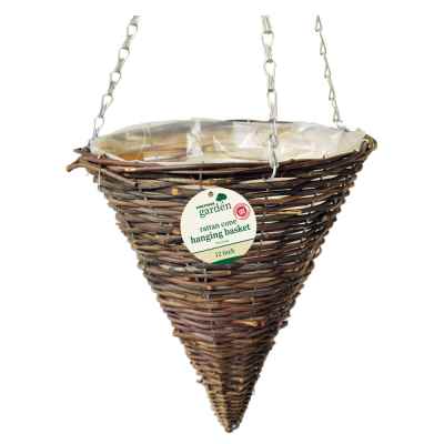 Hanging Basket 12" 30cm Rattan DARK