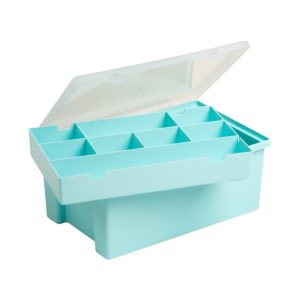 Box & Hinged Lid Organiser 8Div. Blue & Clear 29cm+Tote