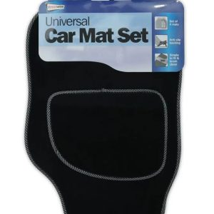 Car Mat Set 4Pce. Black & Grey Piping