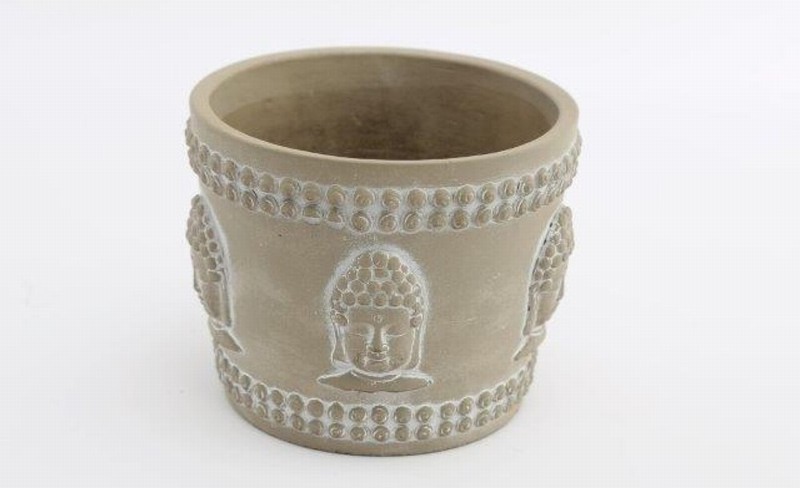 Planter Buddha Design Grey Cement 14cm