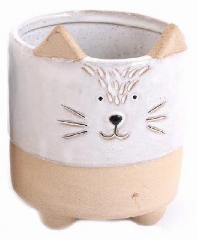 Planter Stoneware Cat 14.5cm