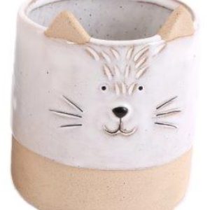 Planter Stoneware Cat 12cm