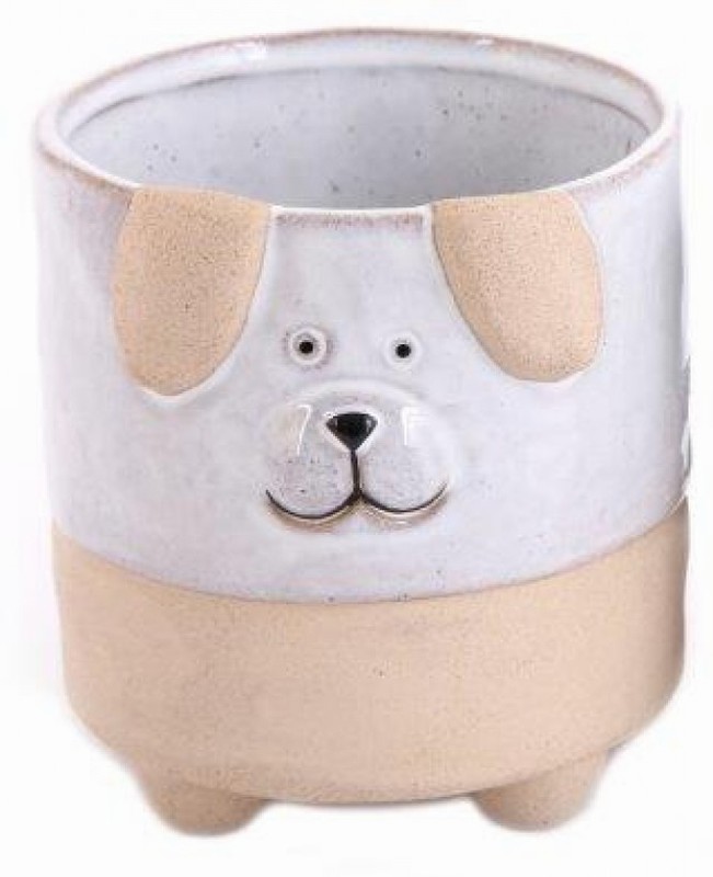 Planter Stoneware Dog 14.5cm