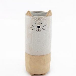 Vase Stoneware Cat 14.5cm