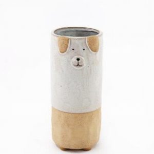 Vase Stoneware Dog 14.5cm