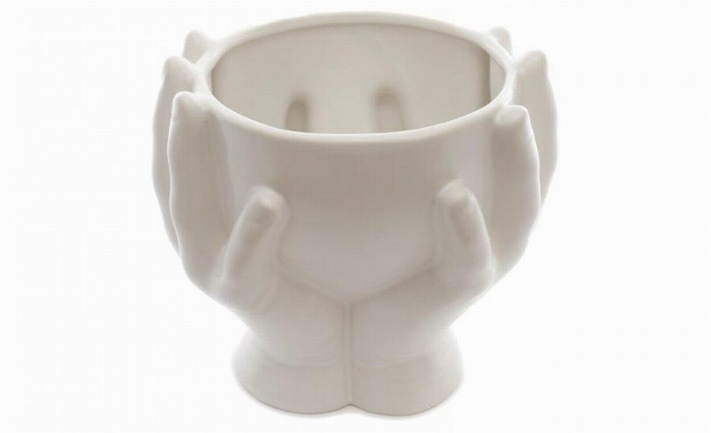 Planter HOLDING HANDS White 18x16cm