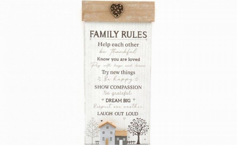 Wall Plaquue FAMILY RULES 50x25cm