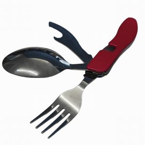 Cutlery Set WARRIOR Camping Folding Red