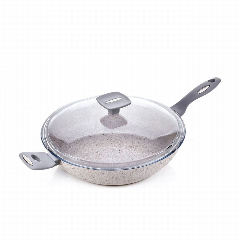 Wok & Glass Lid MONETA Mammola Stone 32cm