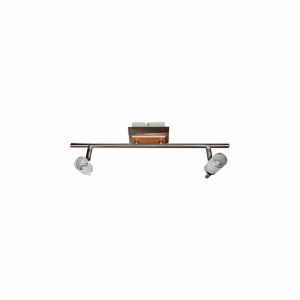 Spot Light Fitting 2Arm Bar Satin Nickel & Glass Shade