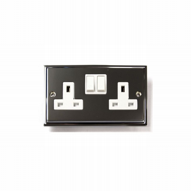 Socket 2gang Switched Pol Chrome