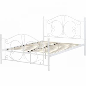 Bedstead 90cm ANNABEL Ornate White Metal