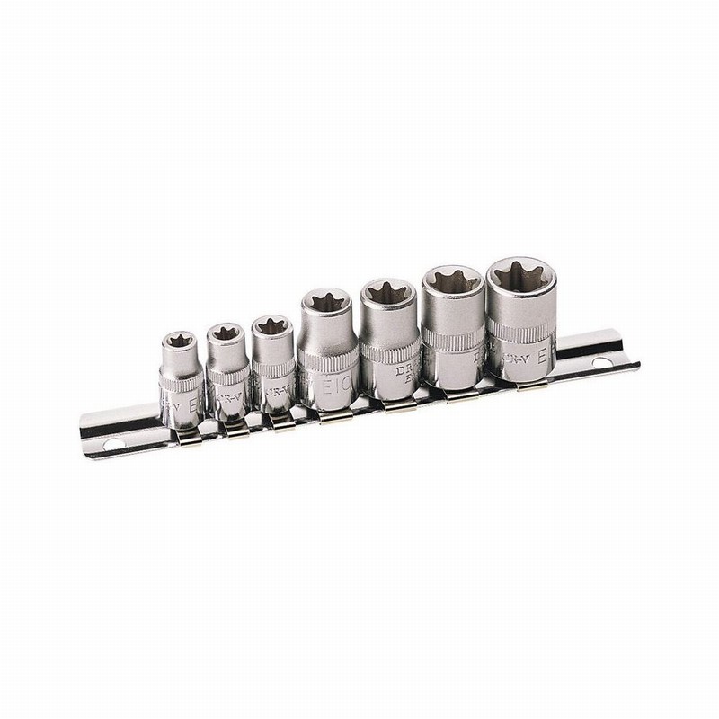 Socket Set DRAPER TX-Star 7Pce. 1/4&3/8" on Rail D