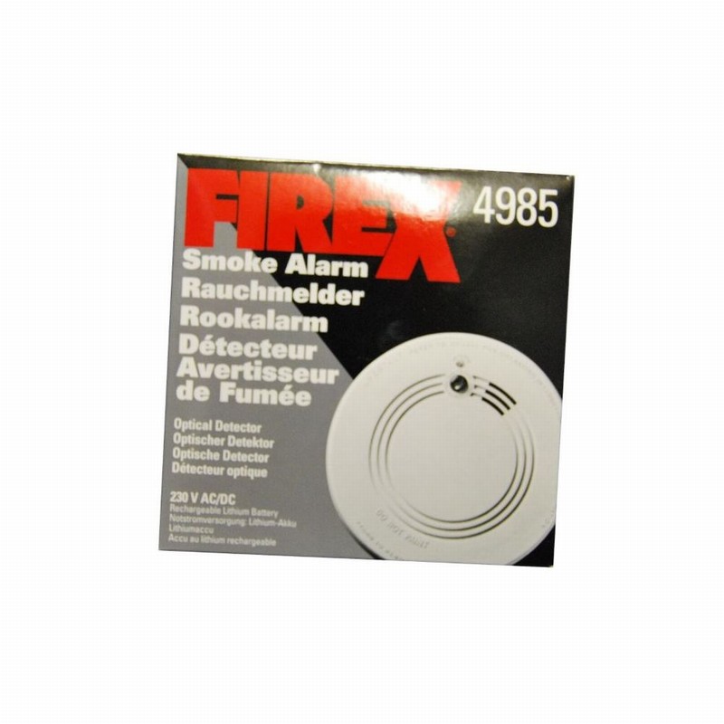 Smoke Alarm FIREX Optical AC Recharge Backup 6Yr W/Tee