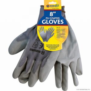 Gloves Polyester & PU Grey Size 8