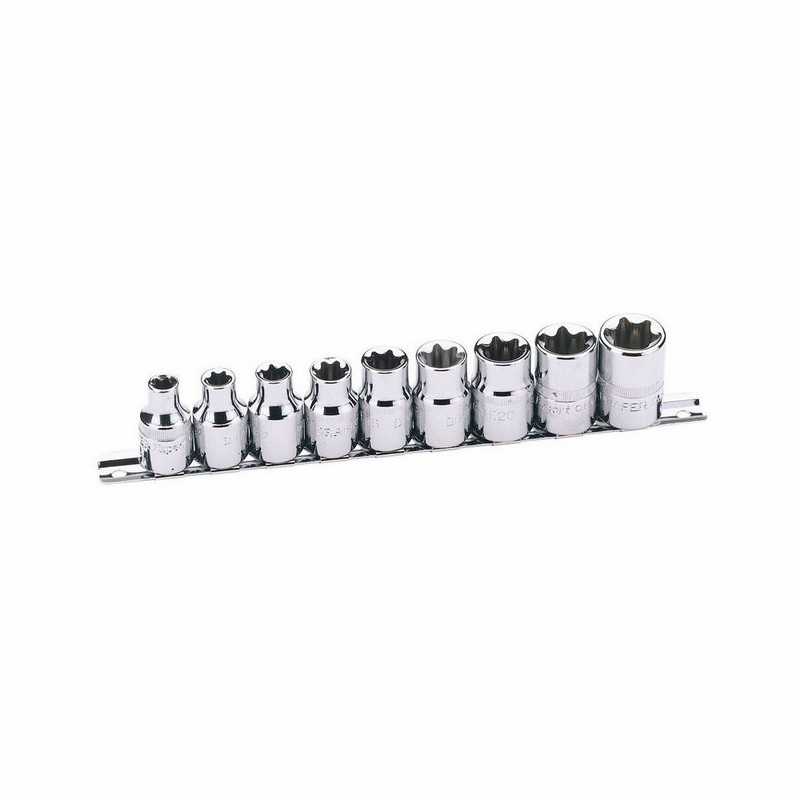 Socket Set DRAPER TX-Star 9Pce. 1/2"Drive on Rail D