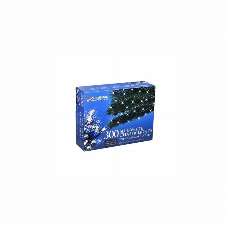 Christmas Lights 300 LED White & Blue Chaser