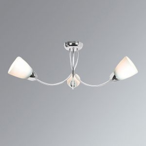 Ceiling Fitting JAYNE 3Way Chrome & Glass Shade