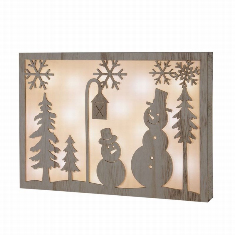 Christmas Snowman Silhouette in Frame 20 LED