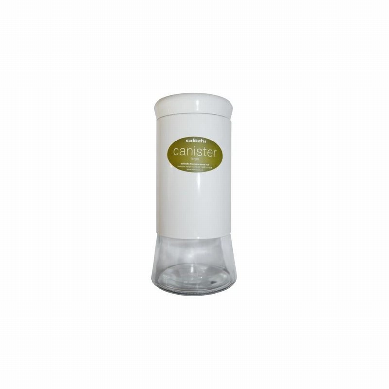 Canister White Glass & Plastic