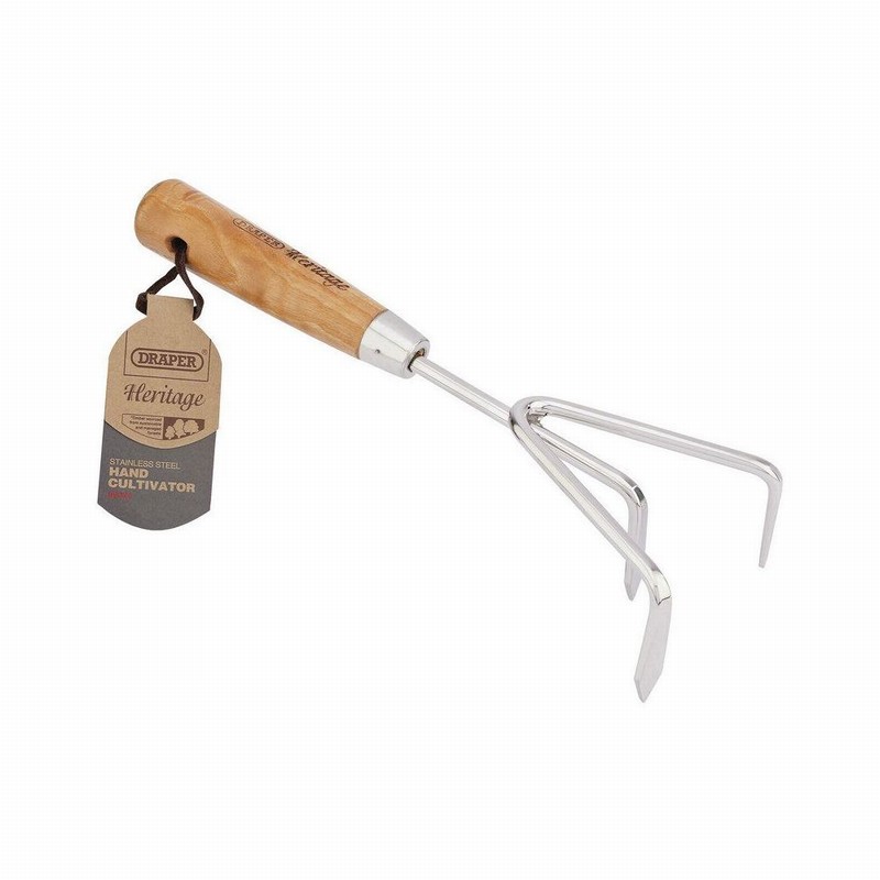 Cultivator 3 Prong Hand DRAPER Heritage SS & Ash Handle