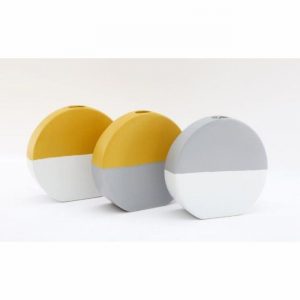Vase 2 Tone Round 17cm Abstract Silver & Gold