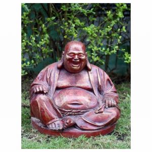Garden Ornament LAUGHING BUDDHA RED Colour 30cm
