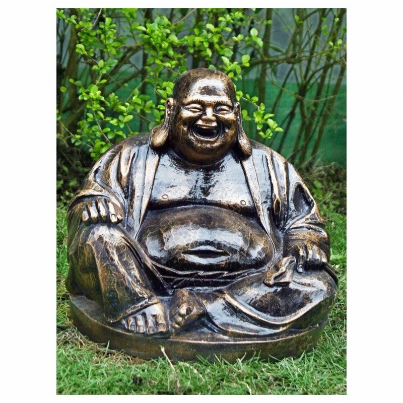 Garden Ornament LAUGHING BUDDHA GOLD Colour 30cm