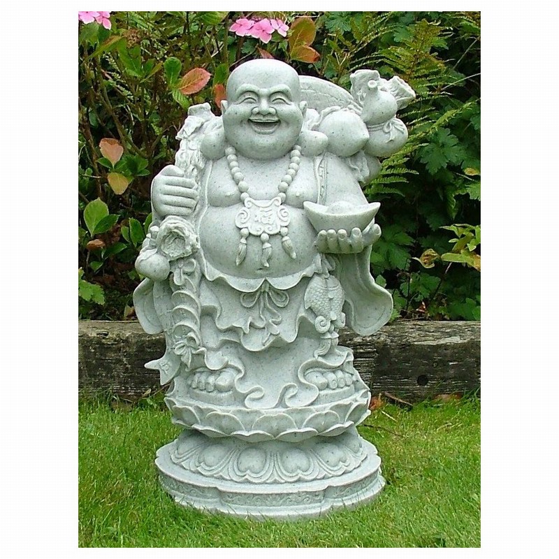 Garden Ornament WEALTHY STANDING BUDDHA GRANITE Colour 52cm