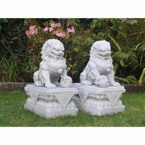 Garden Ornament TEMPLE DOG LARGE PAIR GRANITE Colour 80cm