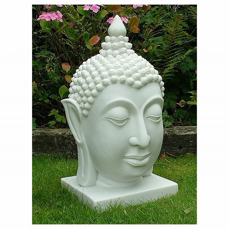 Garden Ornament THAI BUDDHA HEAD BUST WHITE Colour 60cm