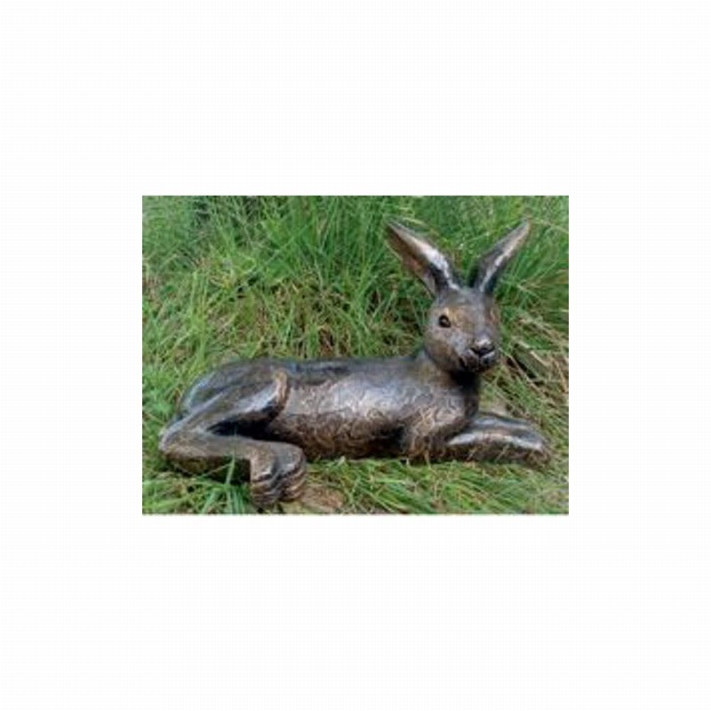 Garden Ornament LYING HARE BRONZE Colour 24cm