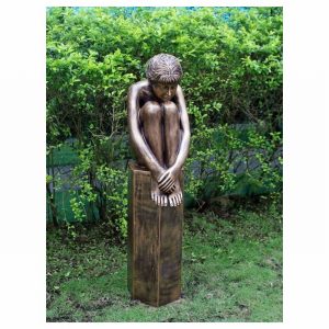 Garden Ornament SOPHIA ON COLUMN BRONZE Colour 110cm