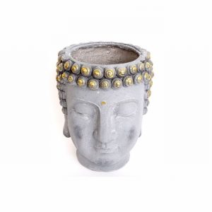Planter Budda Design White & Gold Detail 42x36cm Int.