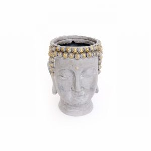 Planter Budda Design White & Gold Detail 22x18cm Int..