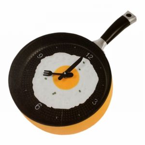 Clock Frying Pan Design Blue