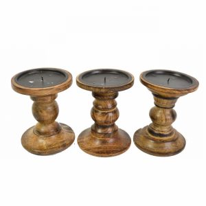 Candle Holder Wooden 13x10cm