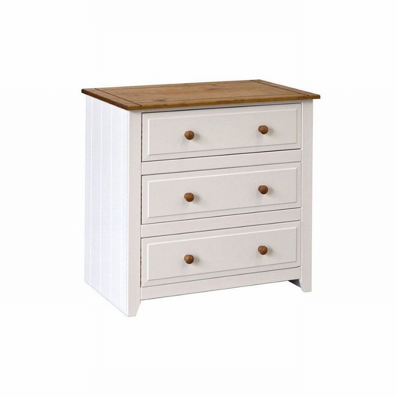 Chest 3 Drawer Wide CAPRI Pine & White