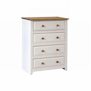 Chest 4 Drawer Wide CAPRI Pine & White