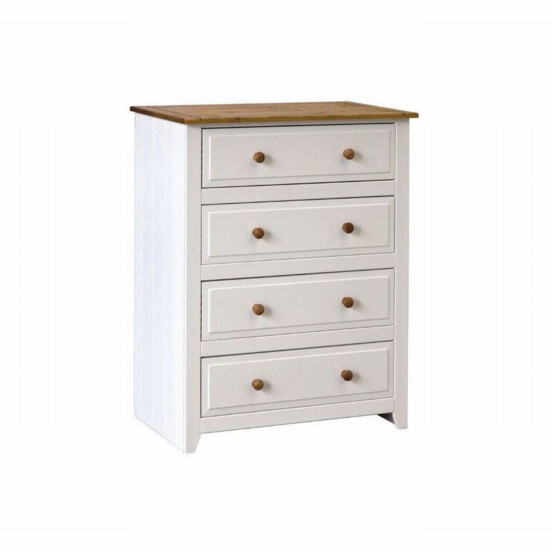 Chest 4 Drawer Wide CAPRI Pine & White