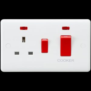 Cooker Panel 45Amp Double Pole Neon CURVED EDGE