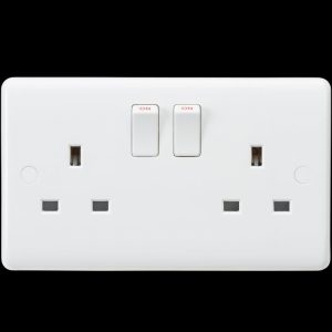 Socket 13Amp 2Gang Switched Double Pole CURVED EDGE