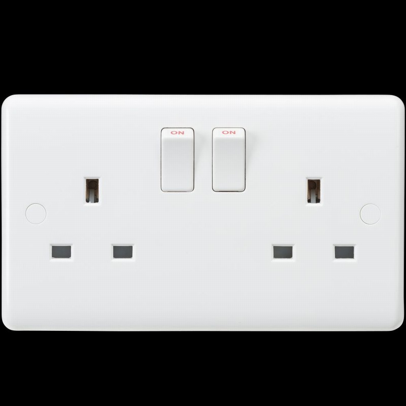 Socket 13Amp 2Gang Switched Double Pole CURVED EDGE