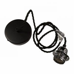 Ceiling Pendant Set VINTAGE Retro Black <1.5Mtr. ES